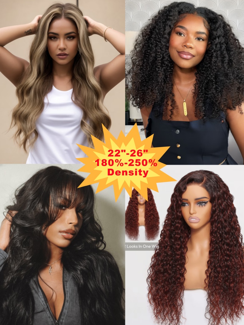 22-26 13x4/ 7X5/4x4 Glueless Lace Butterscotch Blonde Highlight/ Black Loose Wave/Kinky Curly/Ombre Auburn Water Wave Wigs