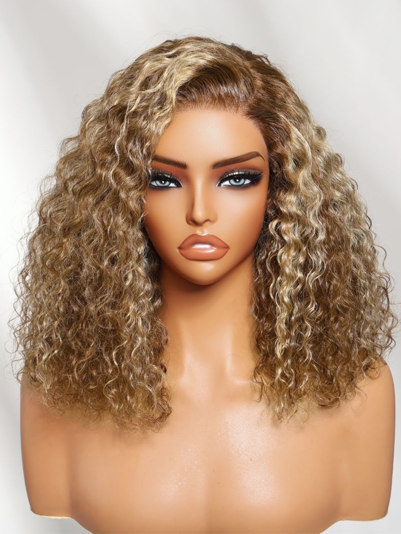 UNice 7x5 Bye-Bye Slip™ Lace Honey Blonde Highlights Voluminous Curly Bob Wig