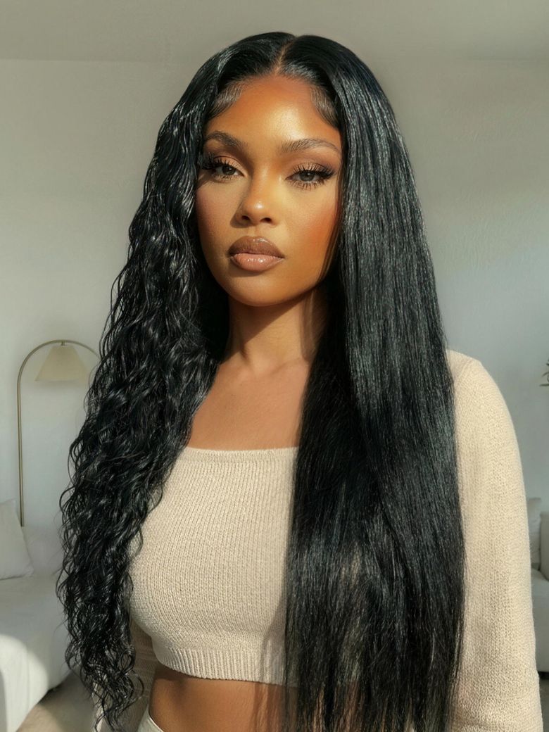 UNice 13x4 Bye Bye Slip™ Wet and Wavy 2-in-1 Straight to Water Wave Human Hair Wig WIith Invisi Drawstring – UNice