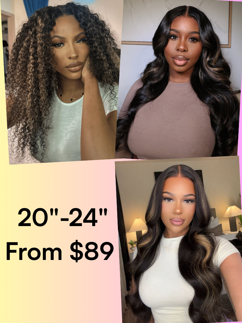 All Black With Blonde Highlights Color: 6x4.5 lace | 13x4 Pre Everything Lace | 7x5 Bye Bye Knots Wig