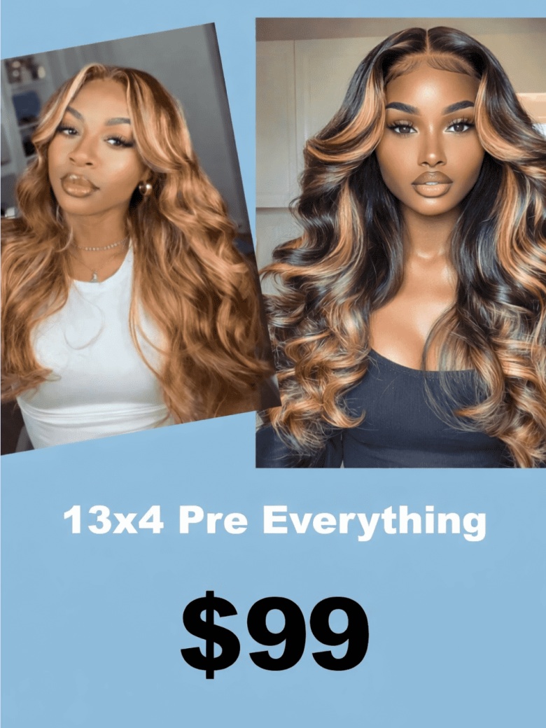 13×4/7×5 Pre-Everything Lace Front Wig Lace Loose Wave Butterscotch Highlights Brown Wig& Blonde Highlight Wig 150% Density
