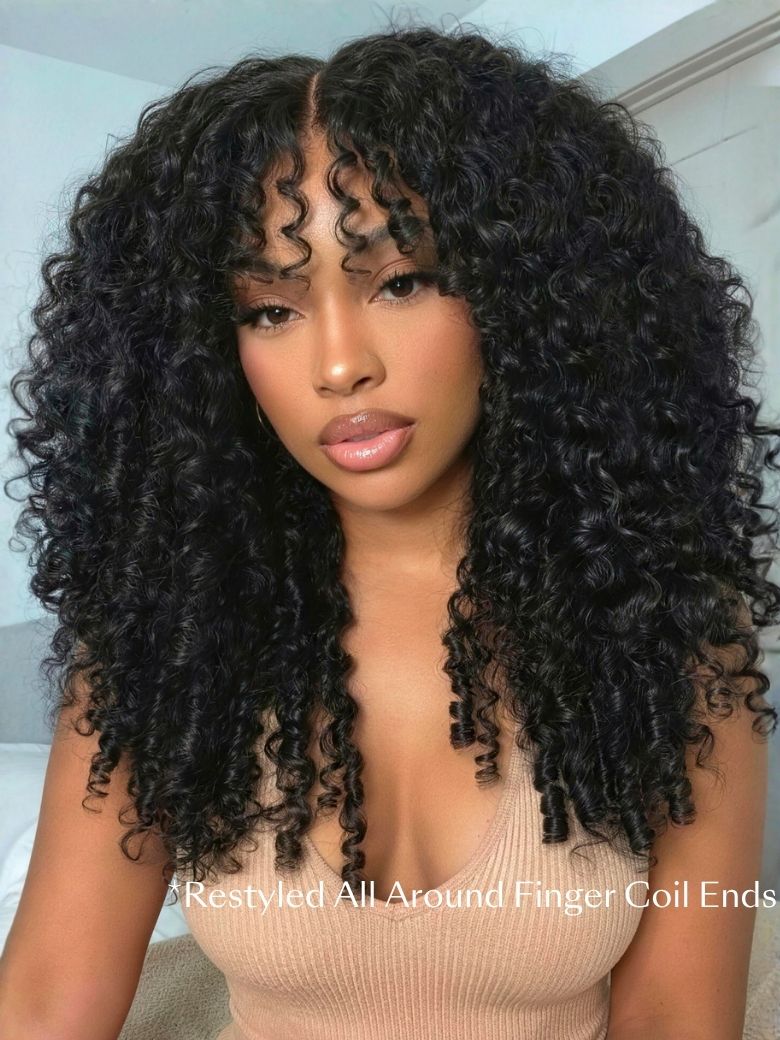 [FB] 7×5 Bye-Bye Slip & 13×4 Pre-Everything Curly Texture Premium Hair Drawstring Wig With Finger Coil Ends