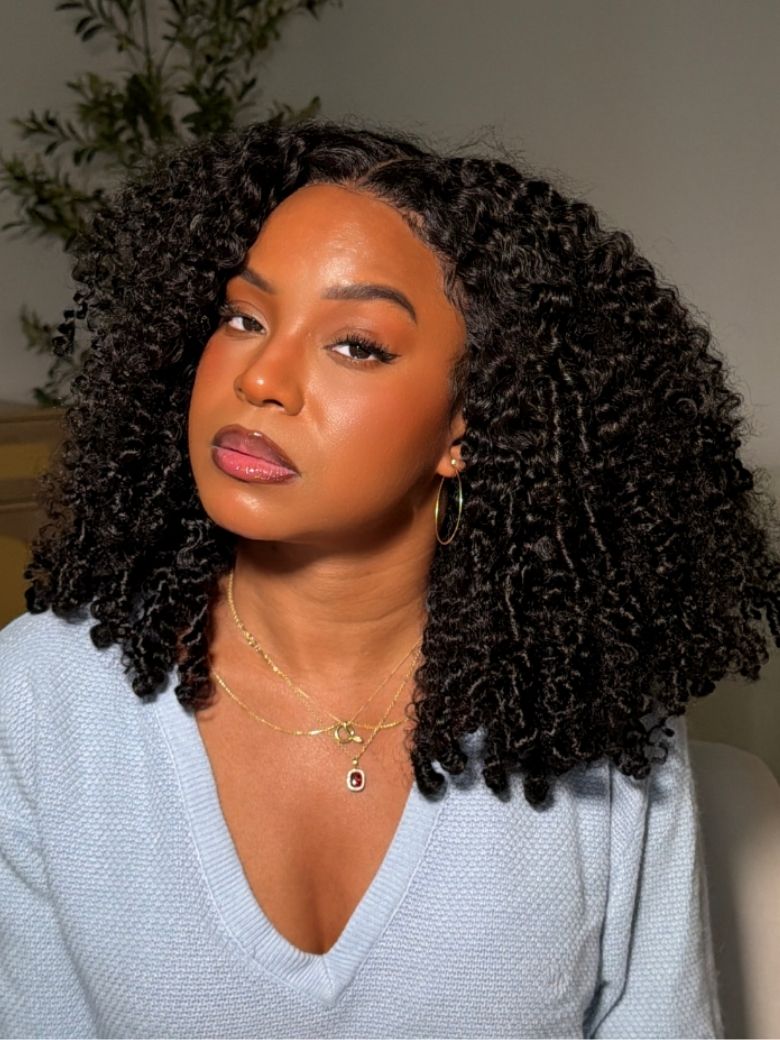 7×5 Bye-Bye Slipâ¢ Curly Texture 100% Human Hair Wig With Finger Coil Ends