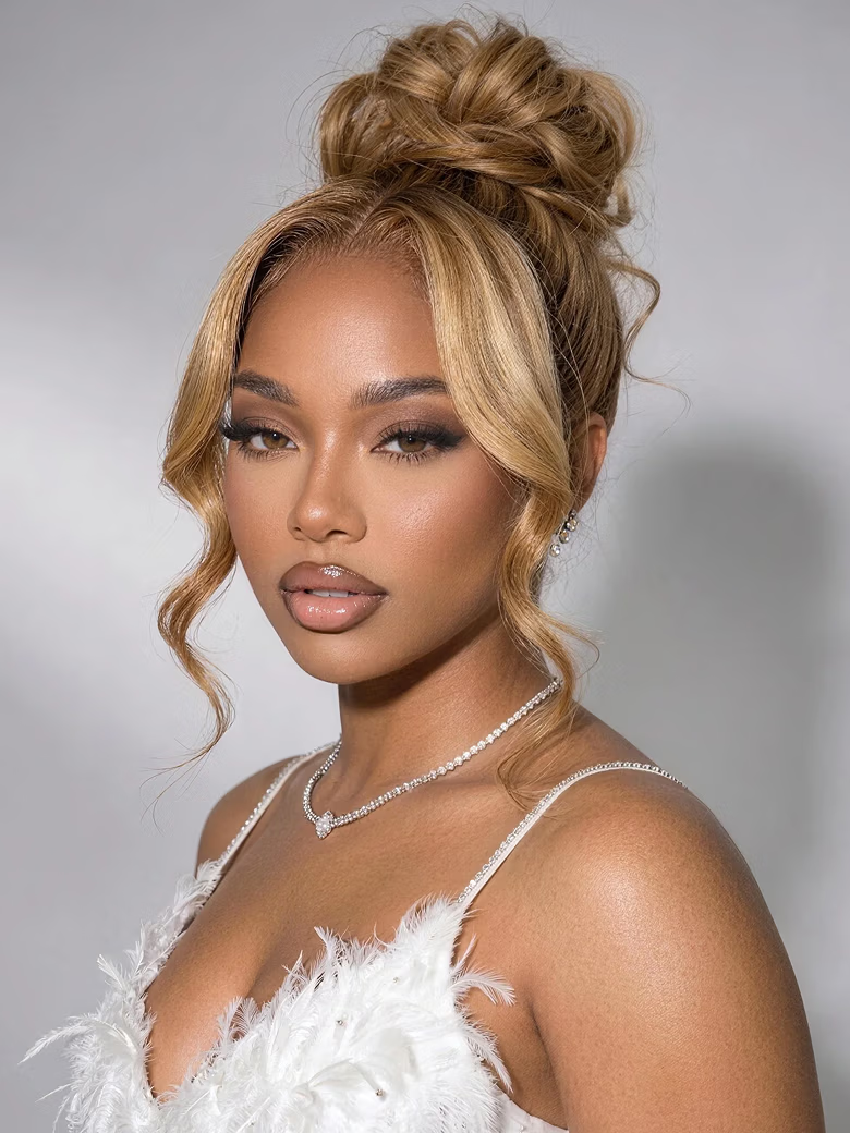 13×4 Glueless Lace Pre Everything Wig With Drawstring Pre-Cut Glueless Lace Honey Blonde Body Wave Wig