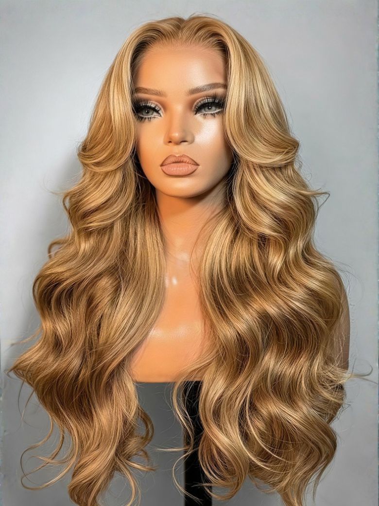All Day Comfort 13×4 Pre Everything Wig With Drawstring Pre-Cut Glueless Lace Honey Blonde Body Wave Wig