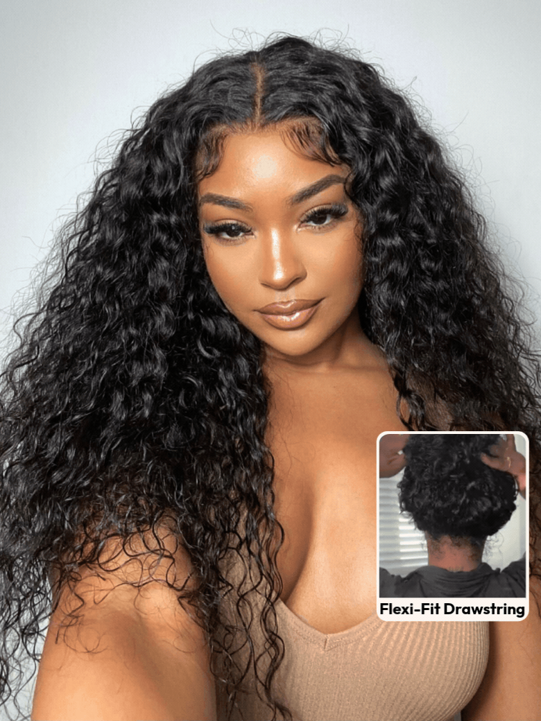 UNice 7x5 Bye-Bye Slip™ Put On And Go Glueless Water Wave Drawstring Wig With Baby Hair