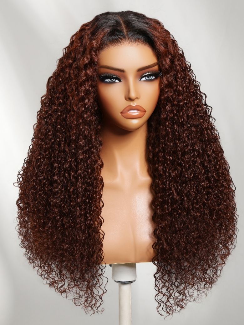 UNice 13x4 Pre-Everything™ Lace Frontal Auburn Red With Dark Roots Gluless Jerry Curly Wig with Invi