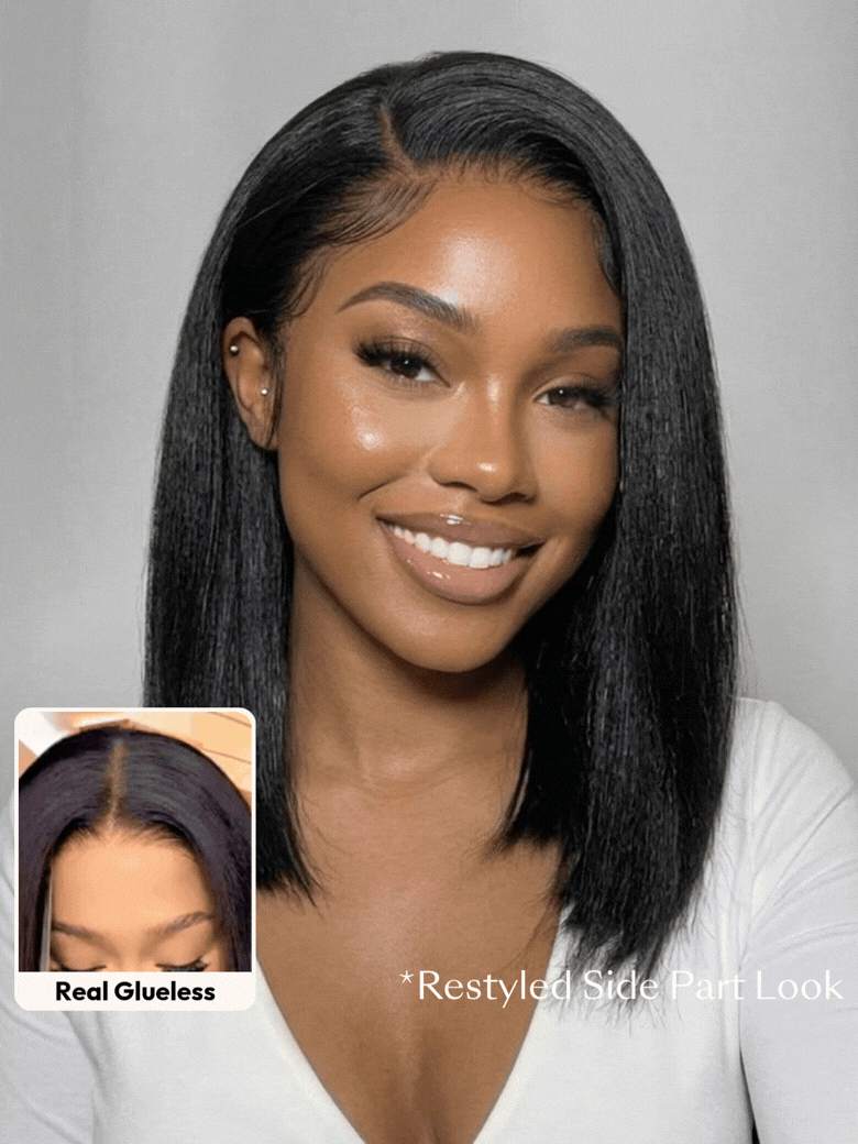 UNice 13x4 Bye Bye Slip™ Lace Front Yaki Bob Wig Sweat-Proof Lace Cap– Pre-Cut Pre-Bleached With Inv
