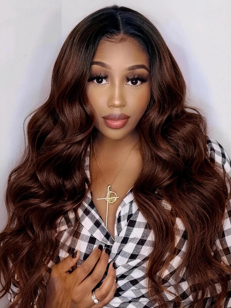 [Flash Sale] UNice Beginner Friendly Hollow Rose V Part Wig No Glue Throw On & Go Red Brown Body Wav