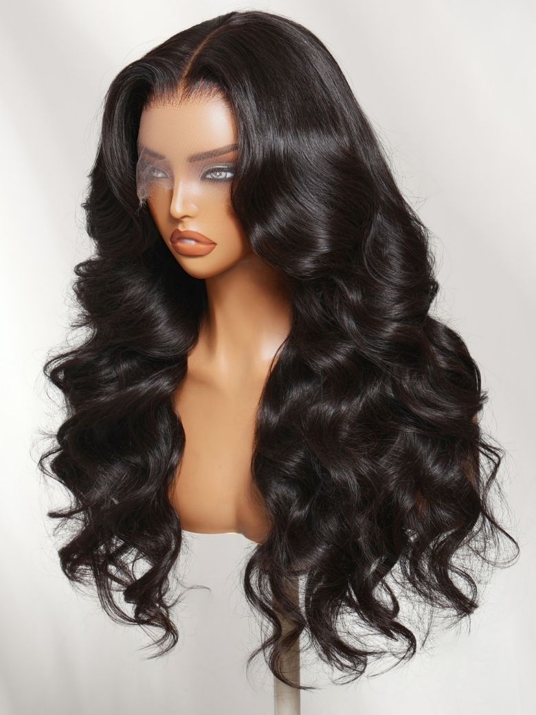 UNice 360 HD Lace Pre-plucked Luxury Raw Virgin Hair Natural Black Body Wave Wig-image-10799