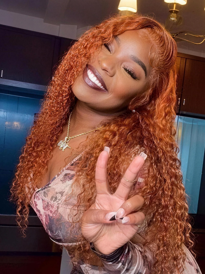 [Flash Sale] Unice 4x0.75 Lace Part 150% Density Ginger Color Jerry Curly Human Hair Wig