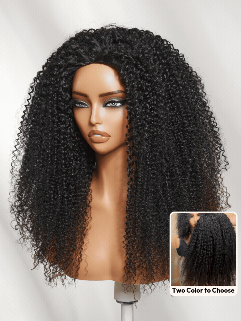 UNice Versatile 2-in-1 Black to Brown Ombre Turn-Around Kinky Curly Half Wig Glueless for Beginners