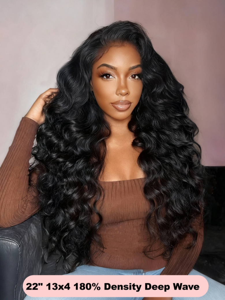 From 2213x4 Lace Front Deep Wave Wig 13x4 Inner Buckle Straight Layered Haircut Lace Front Pre Plucked Natural Hair Wigs $397