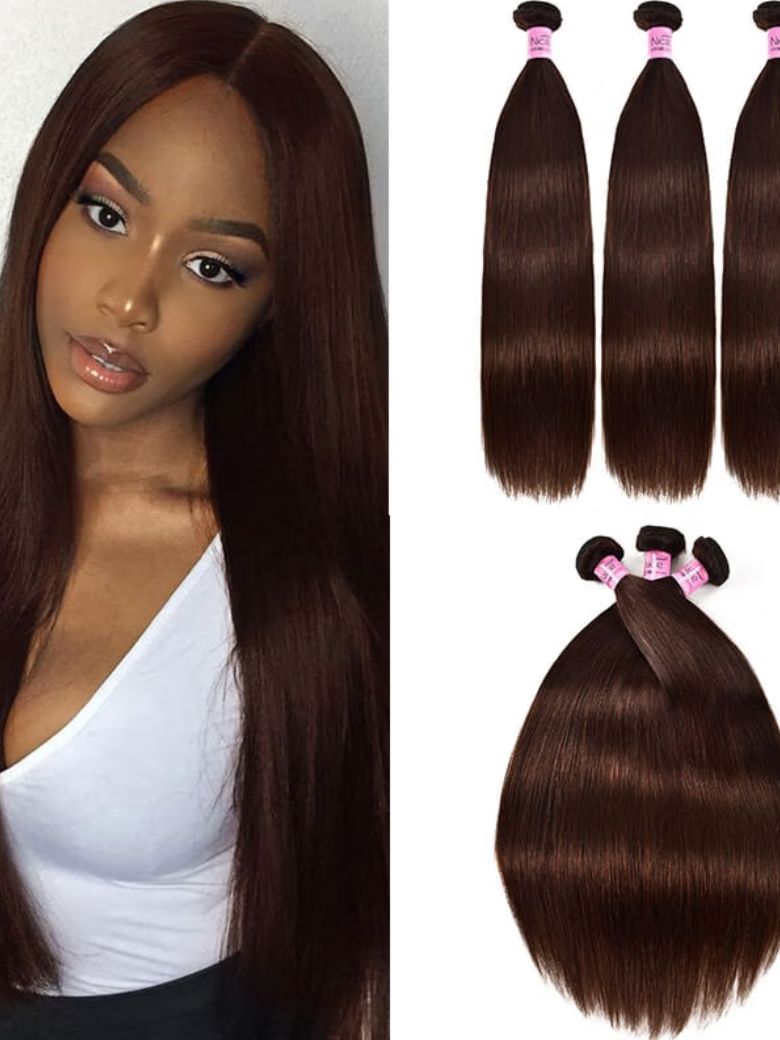 UNice Hair 3pcspack Virgin Straight Hair Bundles Brown Color Double Machine Weft Human Hair for Sale Icenu Series $86