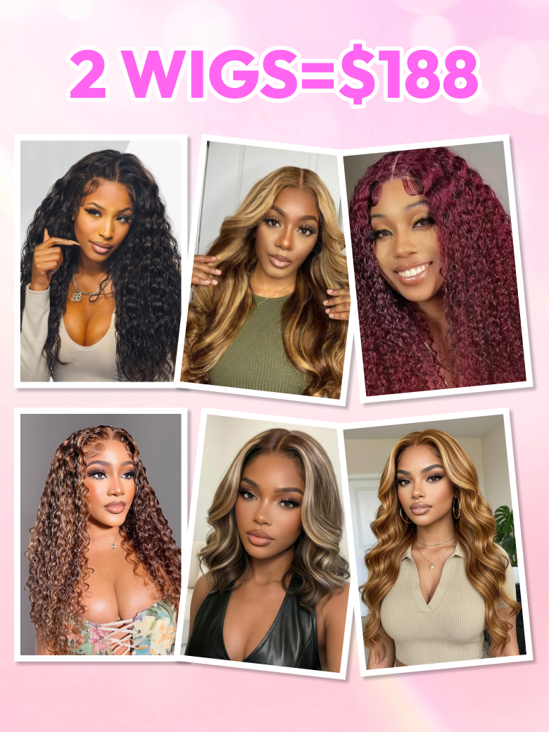2 Wigs Start From $188 for 20"-22" Lace Wigs And 13x4 Pre Everything Drawstring Brown Highlight Wig