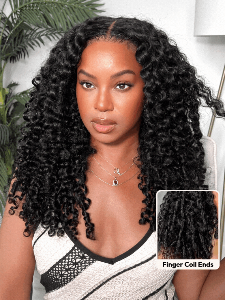 [Finger Coil] 7x5 Pre Cut Lace Bye-Bye Knots Curly Texture Premium Hair Wig With Finger Coil Ends