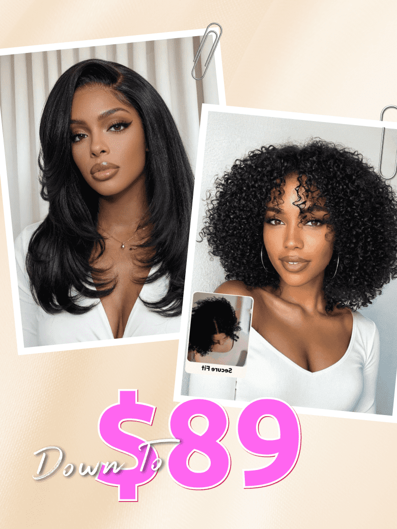 7x5 Lace Bye Bye Slip™ Afro Kinky Curly with Finger Coil Ends& Pre Side-Part Yaki Straight with Blow