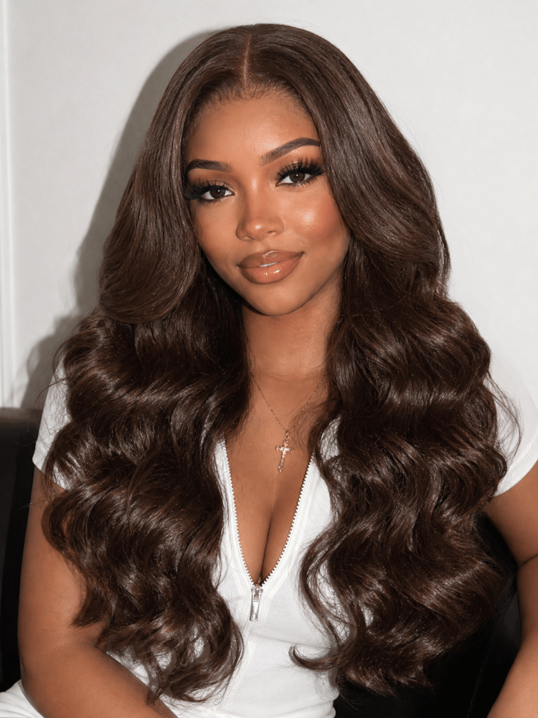 18 7x5 Bye Bye Slip Lace Glueless Rich Chocolate Brown Body Wave Drawstring Wig