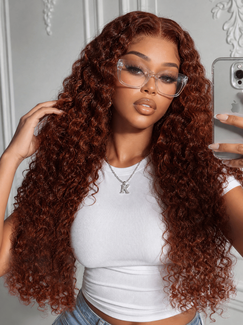 UNice 13x4 Bye Bye Slip™ Lace Frontal Reddish Brown Fluffy Burmese Wavy Human Hair Wig