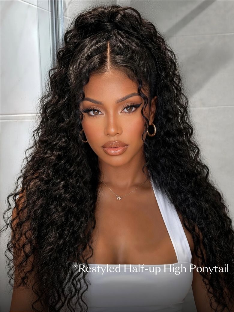 13x4 Bye Bye Slip™ Put On And Go Glueless Water Wave Drawstring Wig With Baby Hair