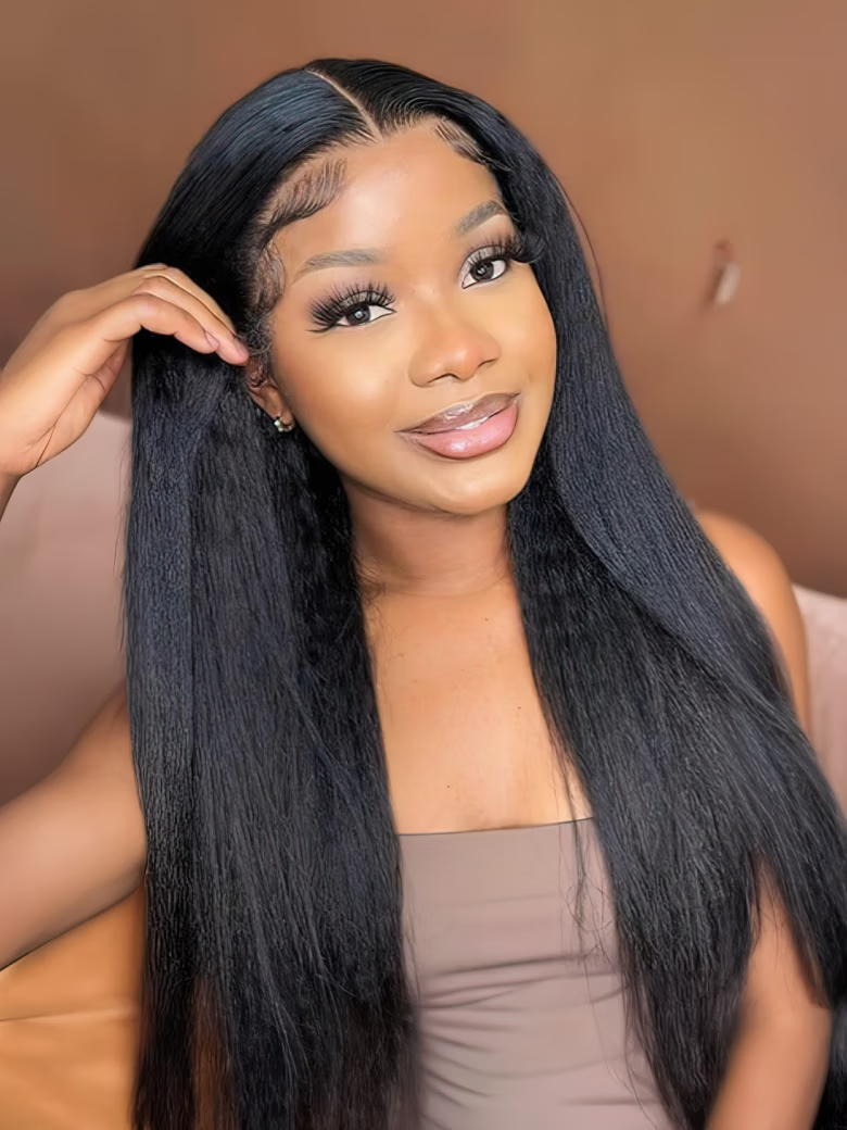 [22''=$129] UNice Kinky Straight Hair Thinnest Glueless Invisible 5x5 HD Lace Wig 180% High Density Pre Plucked-image-11082