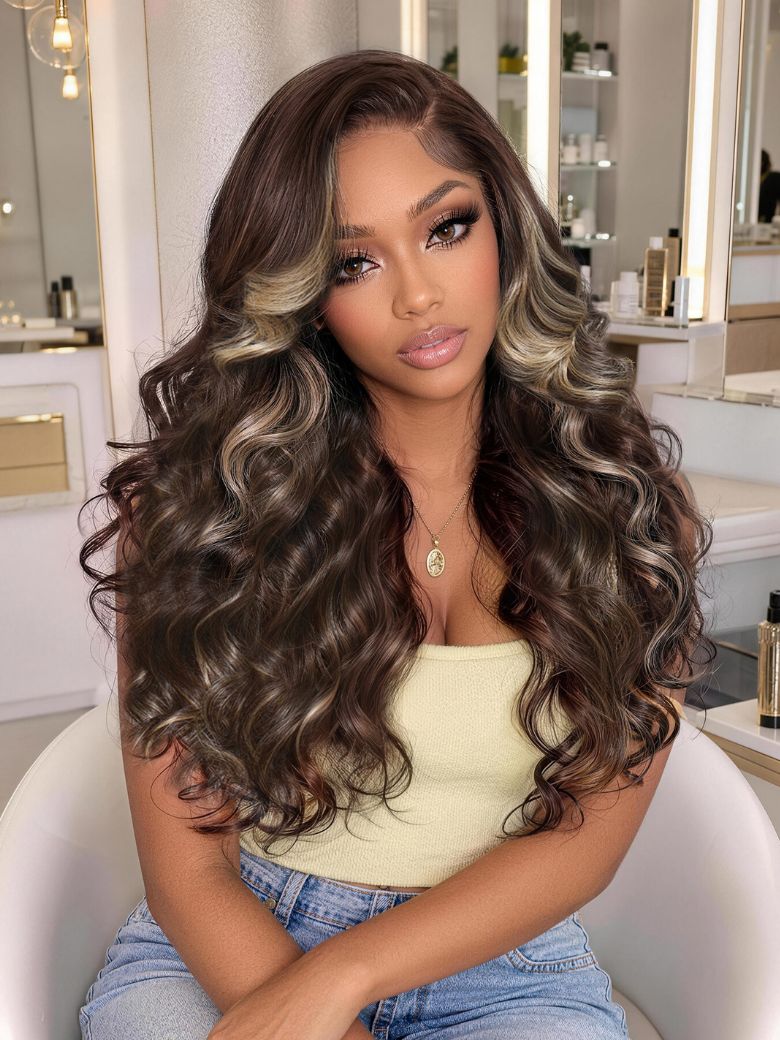[20"=$99] UNice Mocha Brown Blonde Balayage Body Wave Wig Bye-Bye Slip™ 7×5 Lace Glueless Glam-Ready Soft Waves Natural Color Blend