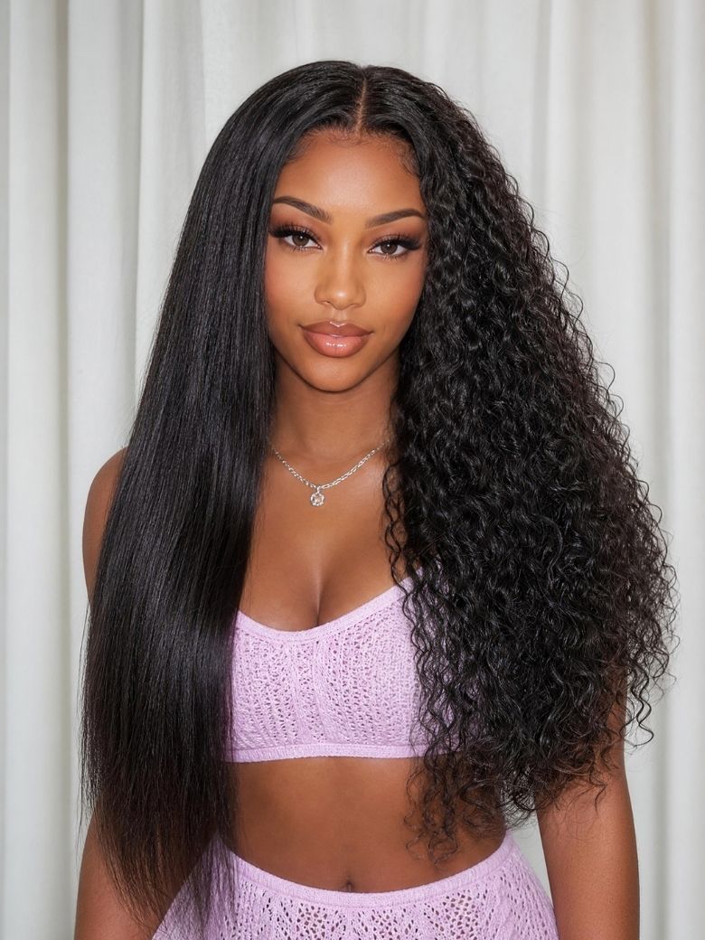 UNice Straight to Curly Wig Bye-Bye Slip™ 7×5 Lace Closure Glueless Everyday Two-in-One Style Switch Natural Look