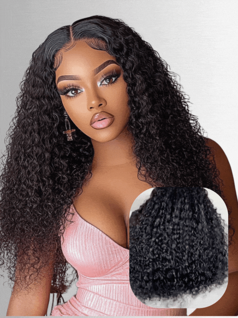 [$100-$50] 7x5 Bye-Bye Slip™ 150% Density Kinky Curly Wig With Bleached Invisible Knots With Drawstring With Baby Hair
