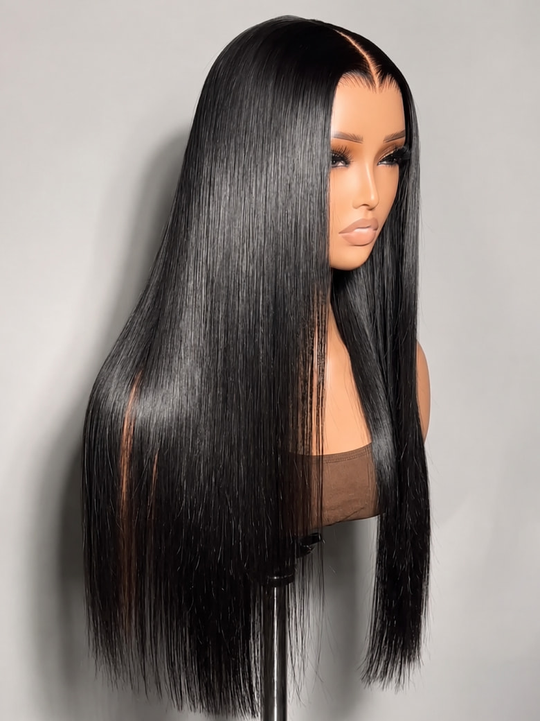UNice 13x4 Bye Bye Slip™ Glueless Lace Black Straight Bleached Knots Drawstring Wig No Baby Hair 150% Density