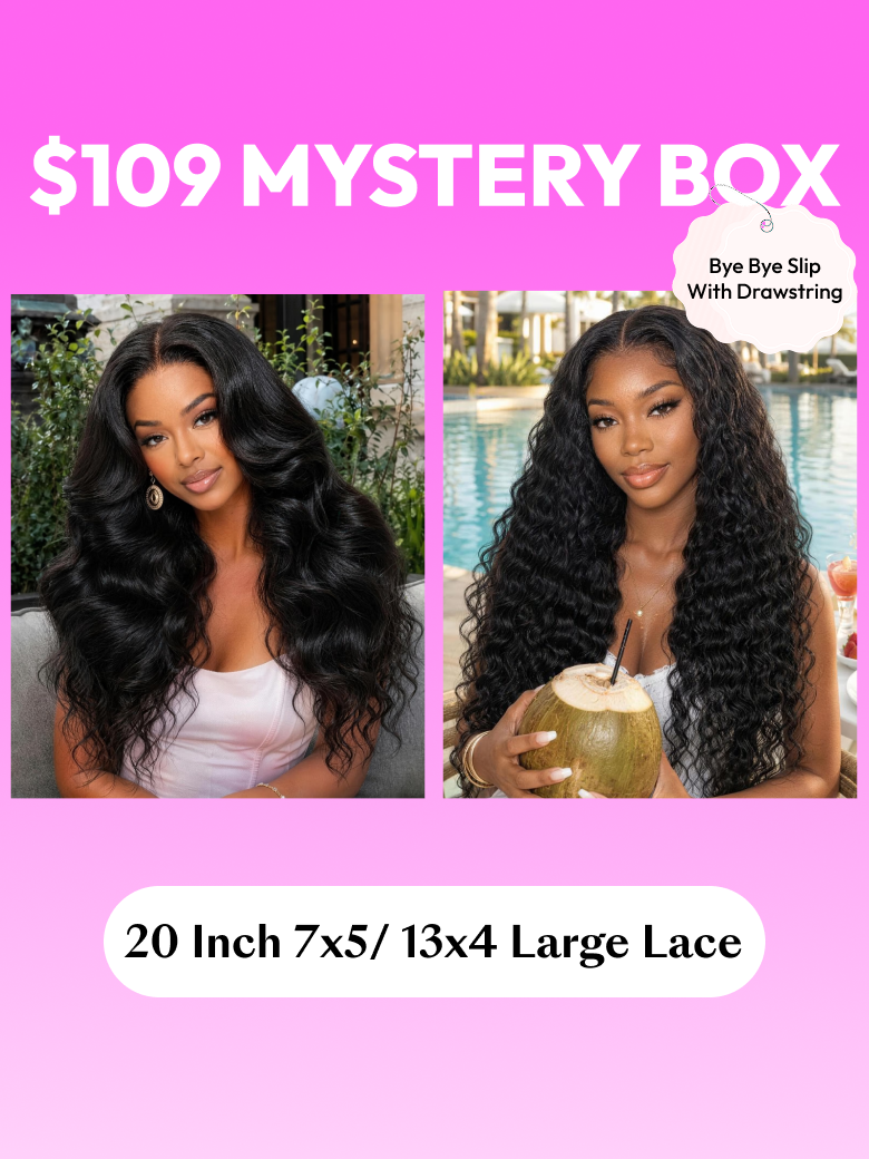 [20 Inch 13x4 Or 7x5 Large Lace Wigs] UNICE $109 Surprise Box Bye Bye Slip Glueless Wigs With Invis Drawstring Value $282
