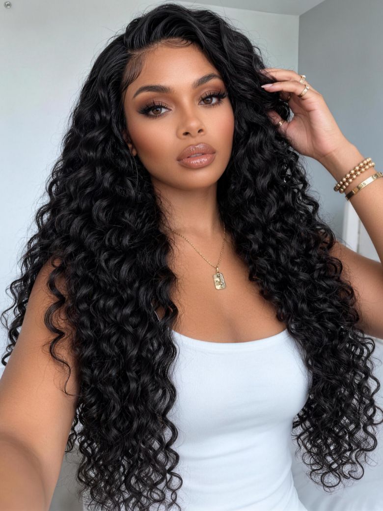 Indian Curly Bye-Bye Slip 7x5 Lace Glueless Human Hair Drawstring Wig with Fuller Volume and Defined Curls