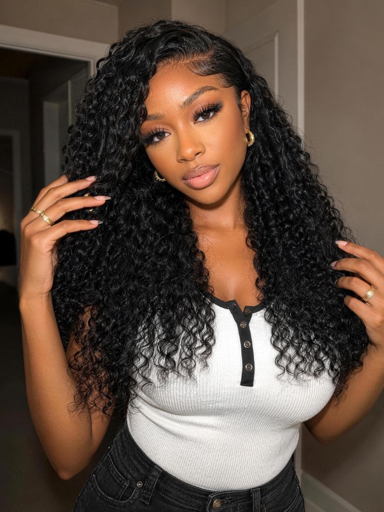Side Part Defined Curls Bye-Bye Slip 6x4 Lace Glueless Human Hair Wig for Beginner