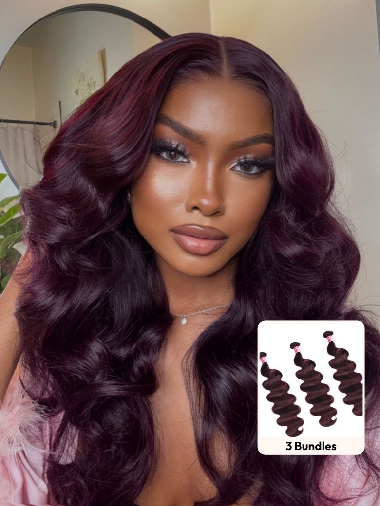 Black Cherry 3 Pcs Body Wave Quality Human Hair Bundles Easy-to-Blend