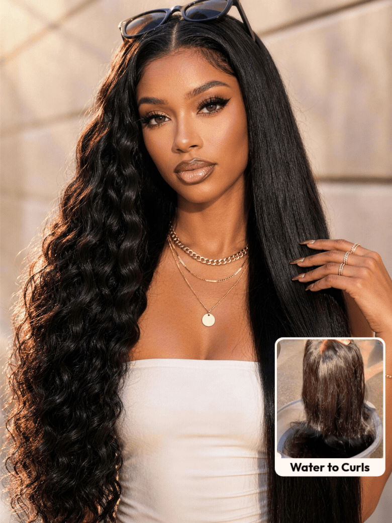 2-in-1 Wet and Wavy Bye-Bye Slip Secure Glueless Lace Front Human Hair Wig for Beginners