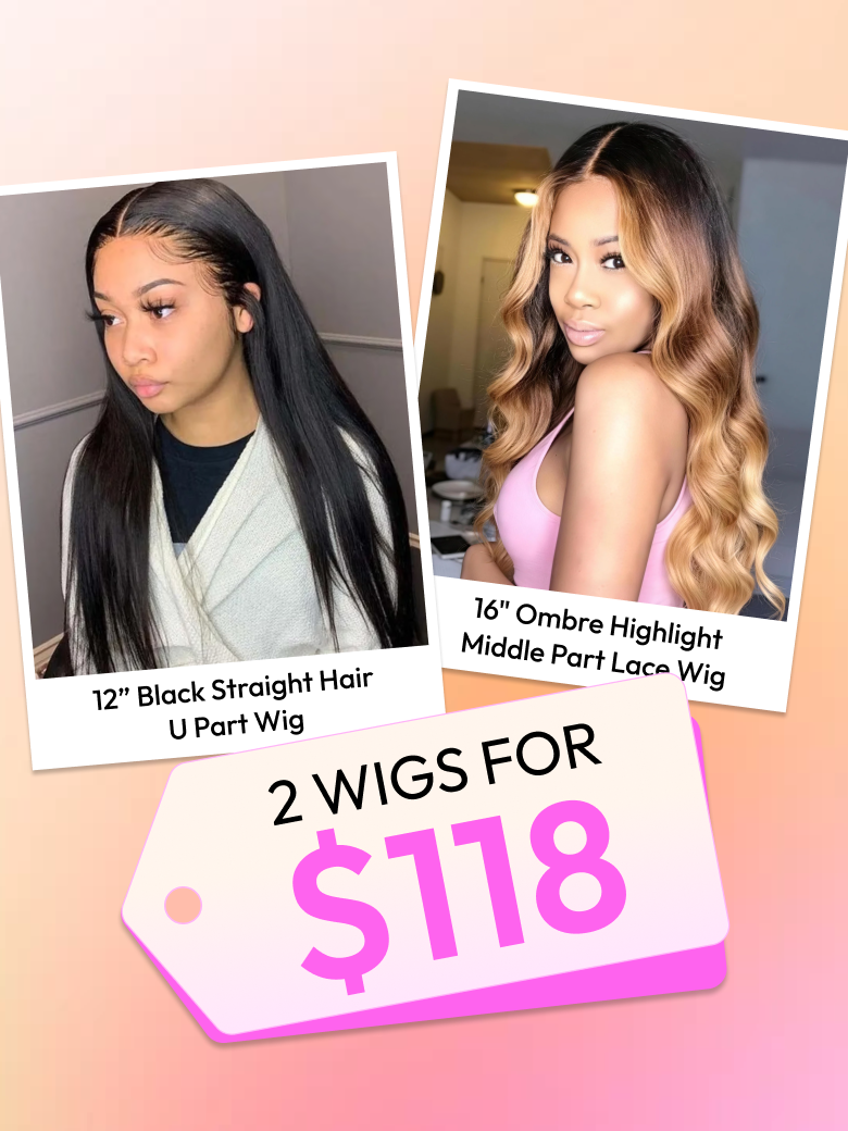 2 Wigs For $118: U Part Wig | Middle Part Lace Wig