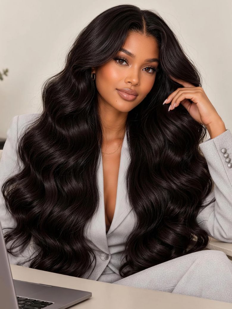Body Wave HD Lace Bye-Bye Slip Glueless Human Hair Wig Skin-Melted Invisible Hairline Polished Professional Look for Work