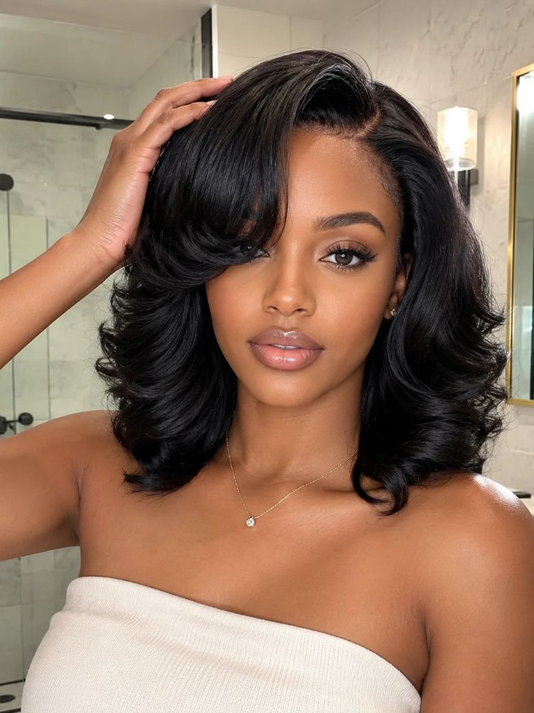 Layered Blowout Bob Bye-Bye Slip 7×5 & 6x4 Glueless Lace Ready-to-Wear Human Hair Wig