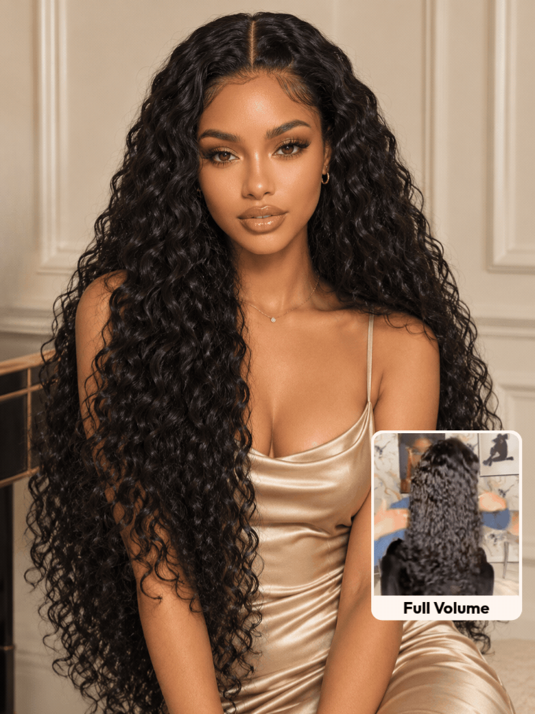 Buss Down Water Wave Bye-Bye Slip Glueless Lace Human Hair Wig 26-32 Inch & 180–250% Density