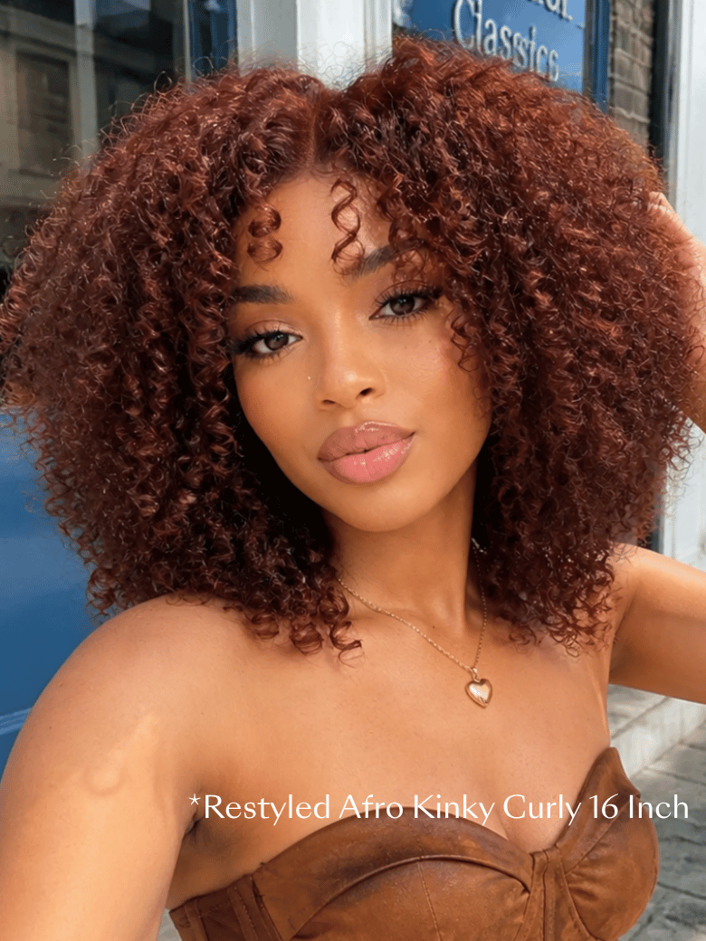 Reddish Brown Curly Bye-Bye Slip Ready-to-Wear Glueless Human Hair Wig
