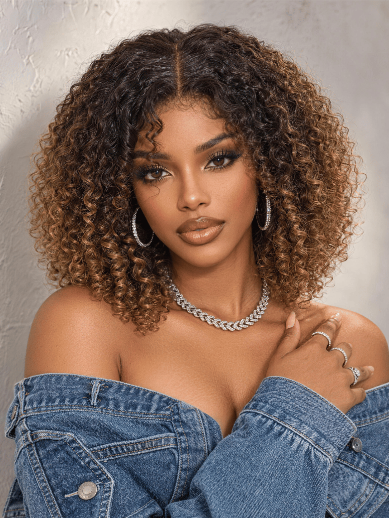 UNice Caramel Ombre Afro Kinky Curly Bye-Bye Slip™ 7x5 Lace Glueless Wig