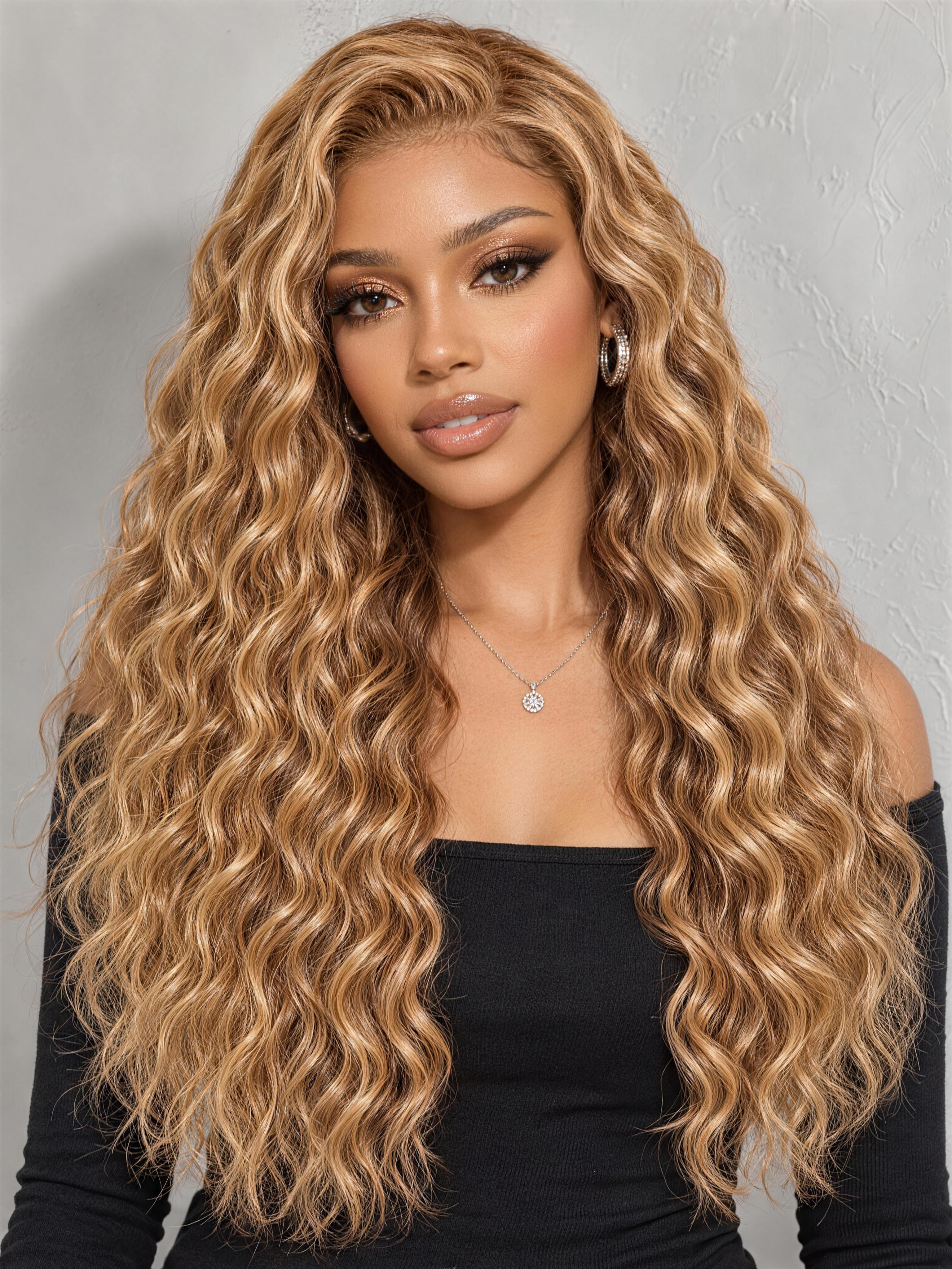 UNice Golden Blonde Mixed Beach Wave Bye-Bye Slip™ 13x4 Lace Front Glueless Wig