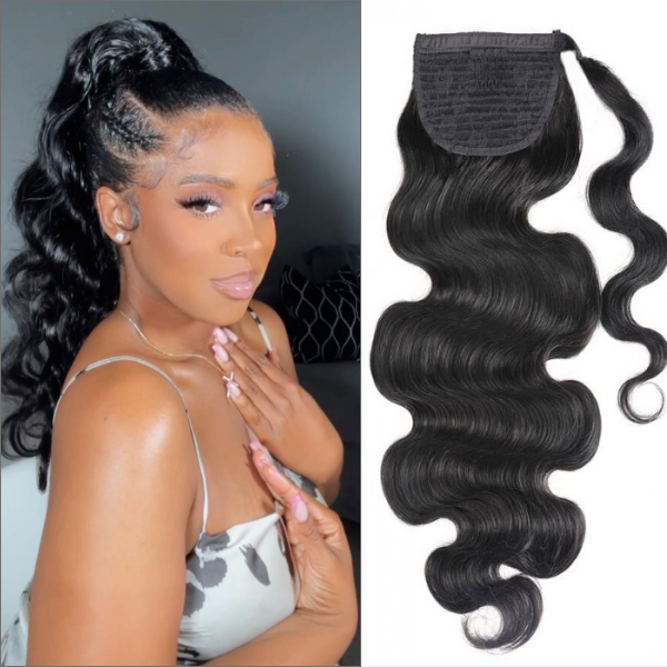 Flash Sale 24 Inch Ponytail Extension Body Wave Natural Black Color Human Hair