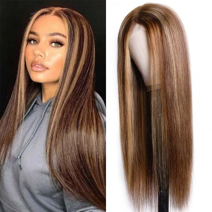 Highlight color lace part wigs