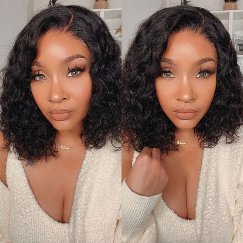 UNice 10 Inches Water Wave 360 Lace Frontal Bob Wig With Natural Hairline