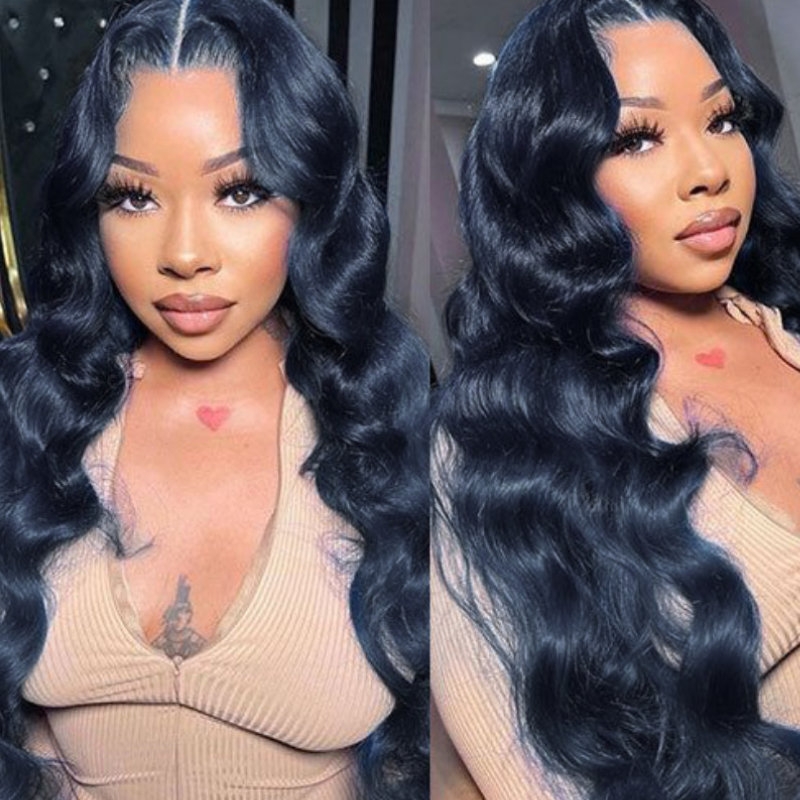 UNice Dark Silver Blue Loose Wave 13x4 Lace Front Wig