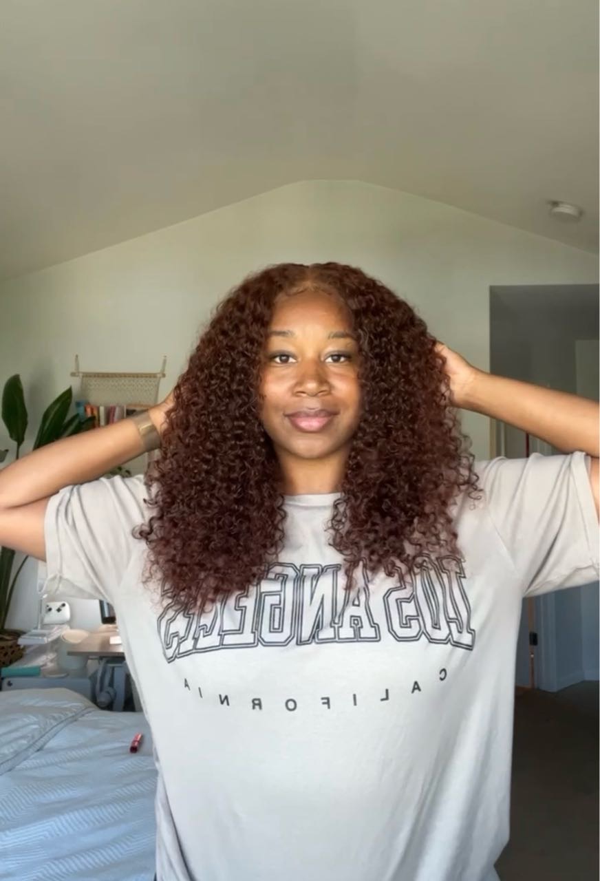 UNice Wear Go Pre Cut Lace 6x4.5/13x4 Closure Red Brown Curly Quick & Easy Glueless Air Wig