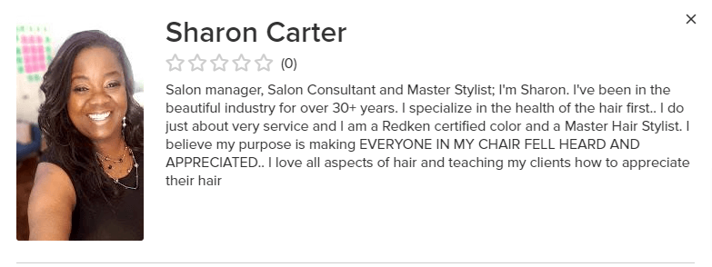UNice Inglewood hair salon hairstylist Sharon Carter