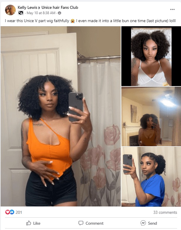 UNice V Part Kinky Curly Wig Customer Review