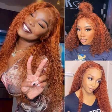 UNice Ginger Color Jerry Curly Human Hair Wig