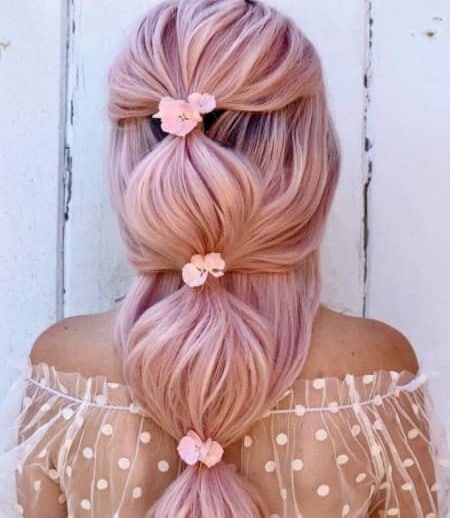 Loose Bubble Braid with Flowers